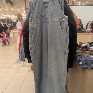 Denim Overall Dress with Cherry Detail